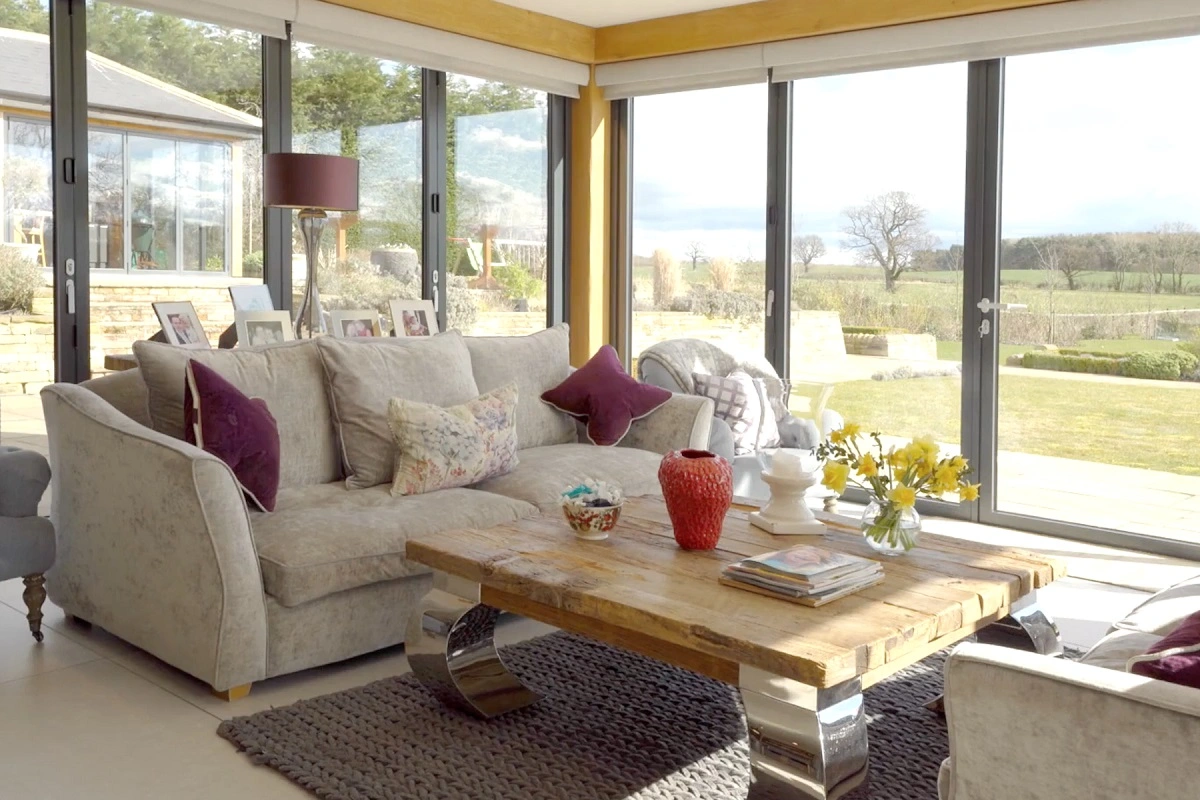 Living room in a Leeds property with Lutron blinds open