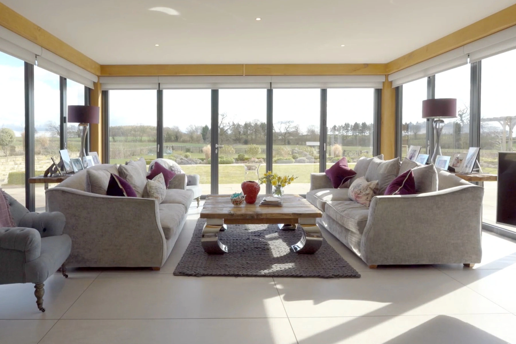 Living room in a Leeds property with Lutron blinds open