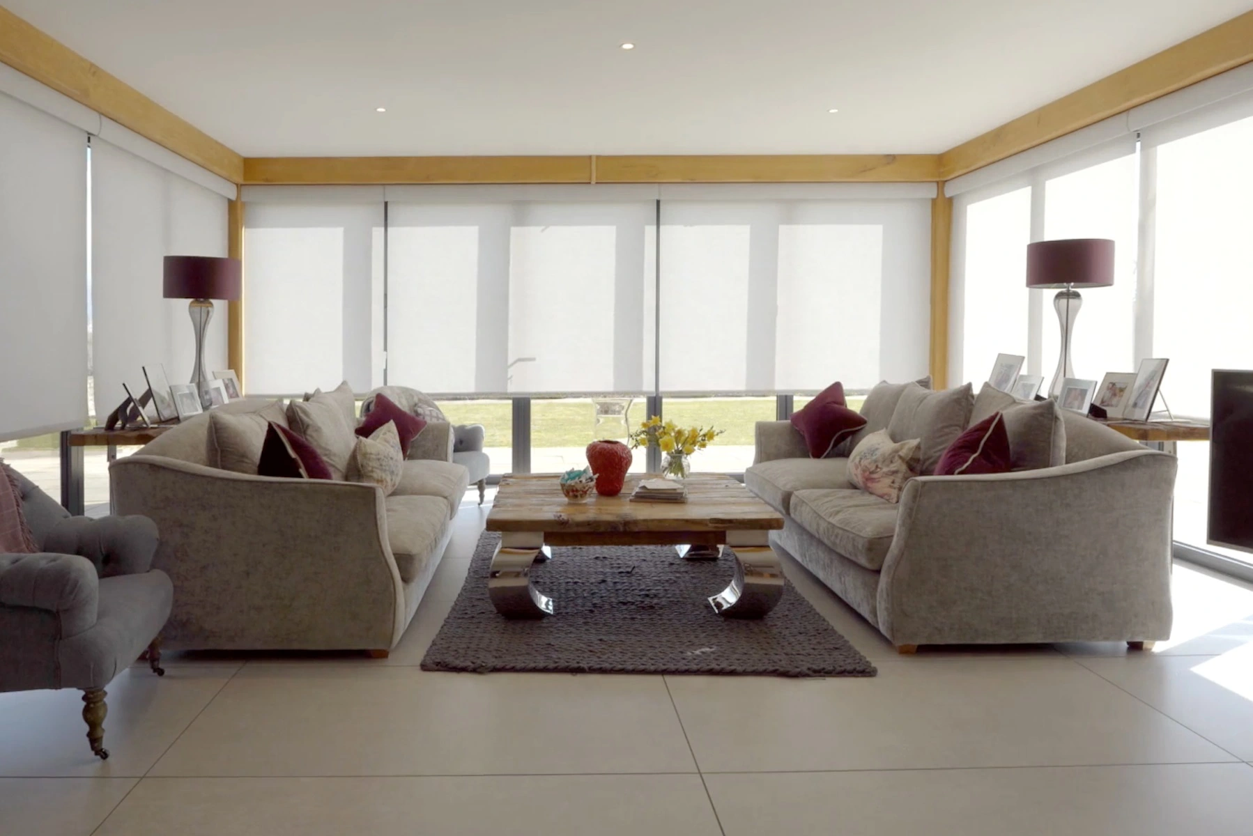 Living room in a Leeds property with Lutron blinds slightly open