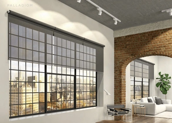 Palladiom shading system – interior view | Clearly Automated Interior view showing a Palladiom shading system installed